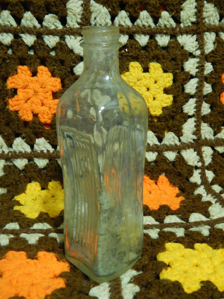 Vintage 'Old Witch' Embossed 2 Sides Indented/Ribbed 7.5'' Bottle Empty