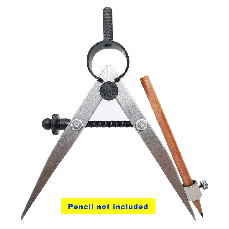 4 inch Woodworking Compass with Pencil Holder, Precision Spring Divider/Scriber,