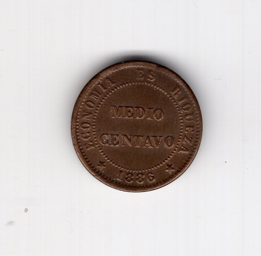 Chile 1896 1/2cent copper overstrike