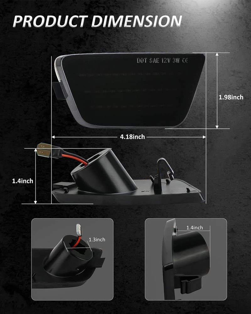 Bestview LED Side Marker Light Assembly, Front Bumper Park Signal Lamps Compa...