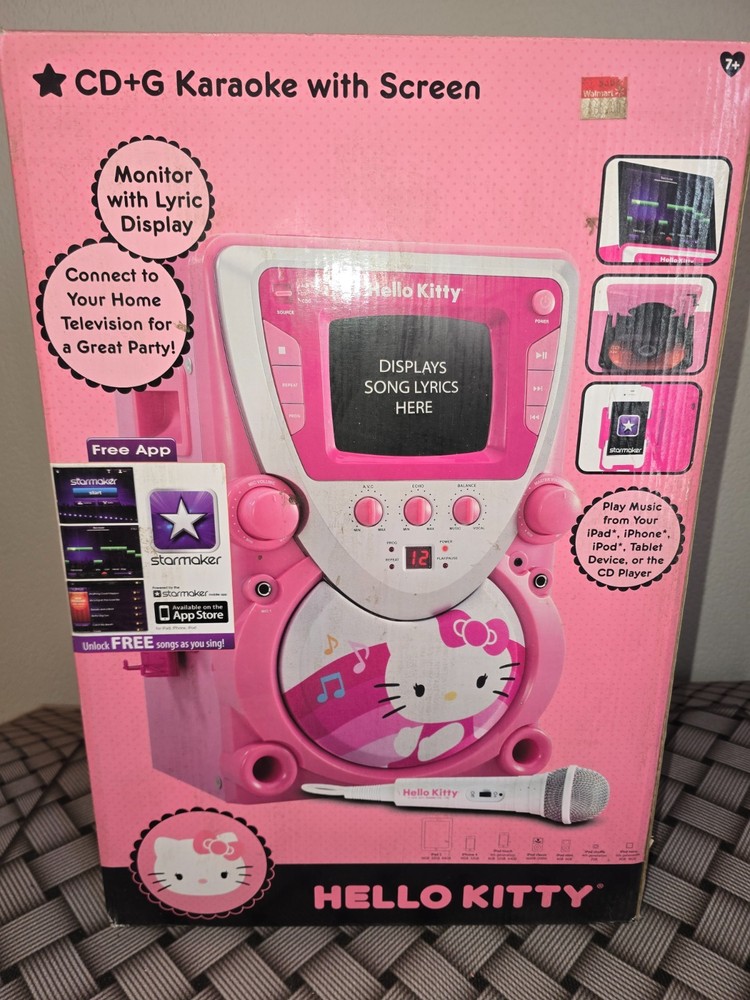 Hello Kitty # 68109 CD Karaoke System with Screen, Pink/White, NEW