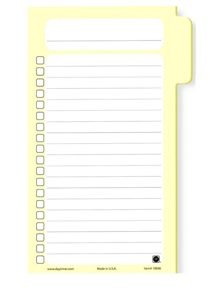Day-Timer Tabbed Self-Stick Hot Lists, 2-Pads, 4" x 6", 50 Sheets each