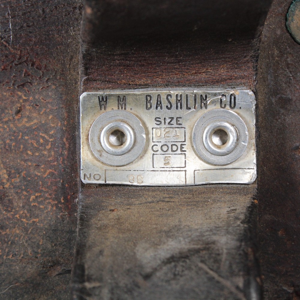 W.M. BASHLIN CO. LEATHER FLORIDIAN 2 D-RING CLIMBING TOOL BELT SIZE D21, CODE 5