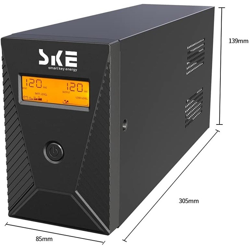 UPS Battery Backup Surge Protector W/ AVR LCD Display & Free Management Software