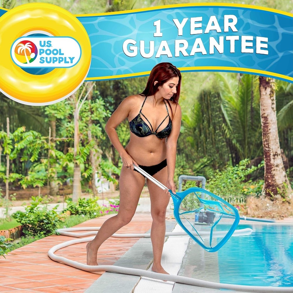 Pool Leaf Skimmer Net with Aluminum Handle 11" Mesh Debris Cleaner