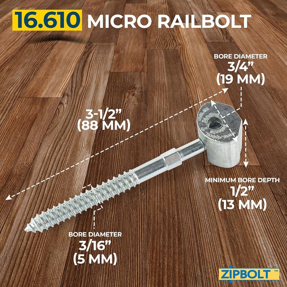 Zipbolt 16.610 UT Micro Railbolt, 1 Double Pack