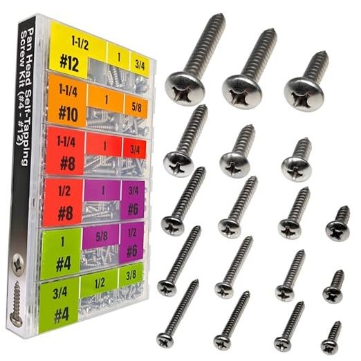 Self Tapping Screws Assortment Set 552pcs, Assorted Screws SAE Pan Head 552pcs