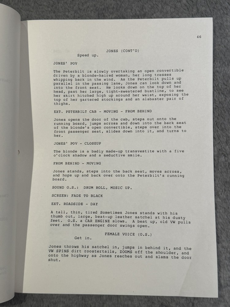 1987 "SOMETIMES JONES & THE ROAD " by Larry Hankin SCRIPT