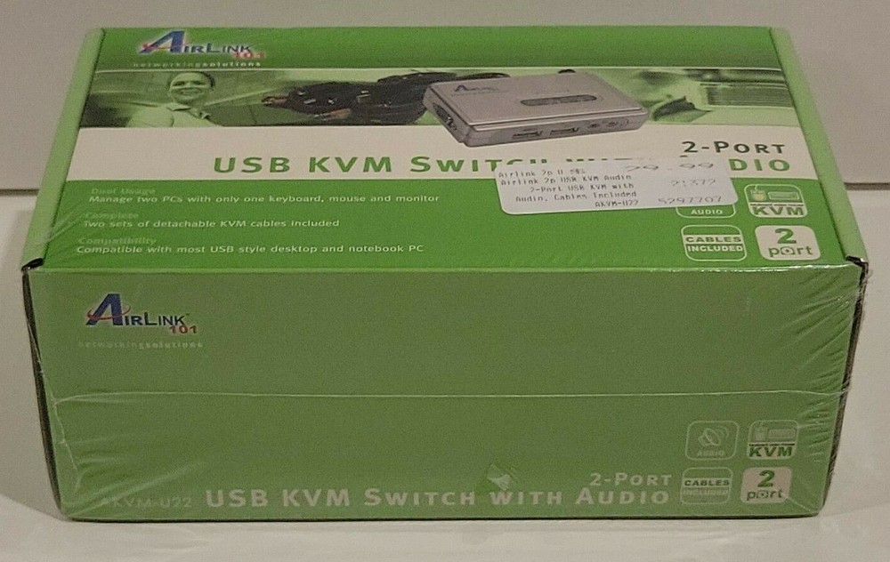 Airlink101 USB KVM Switch with Audio NEW AKVM-U22