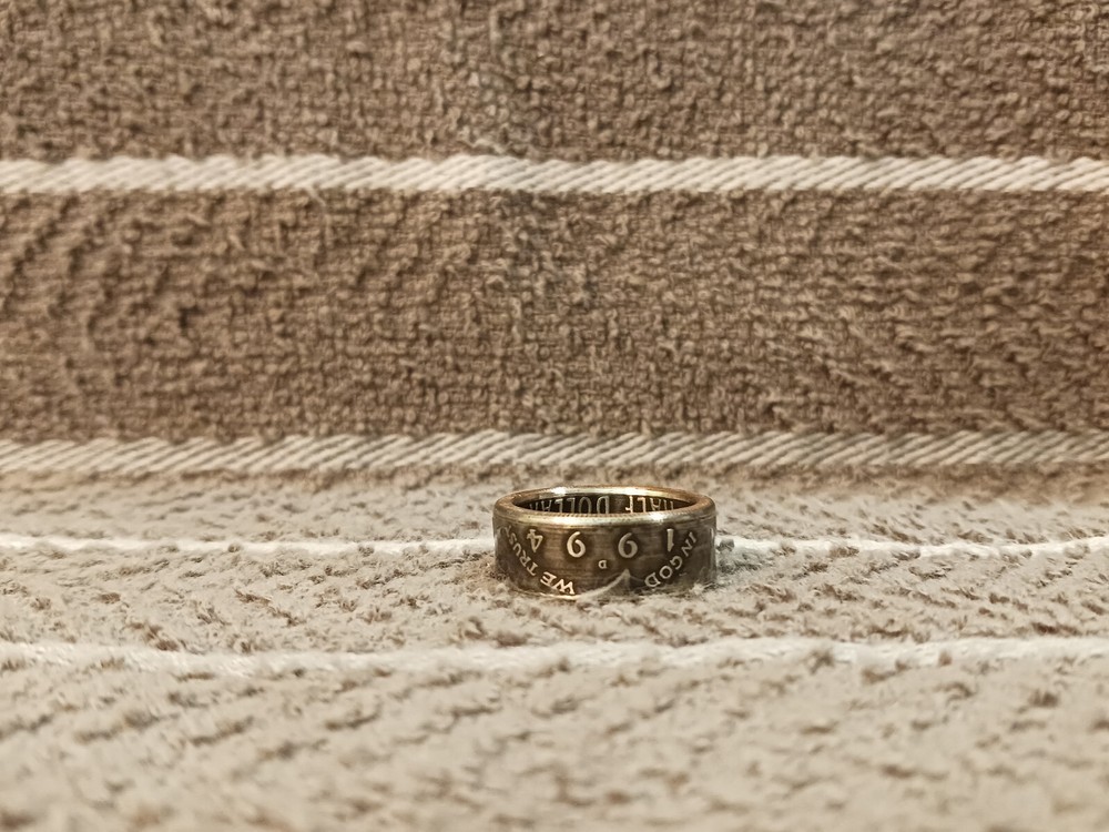 1994 Kennedy Half Dollars size 9 coin ring Handmade mixed metals (C)