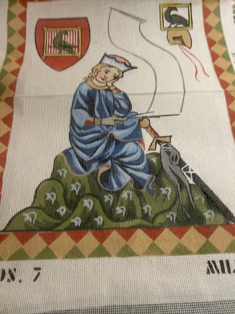 needlepoint canvas handpainted vintage