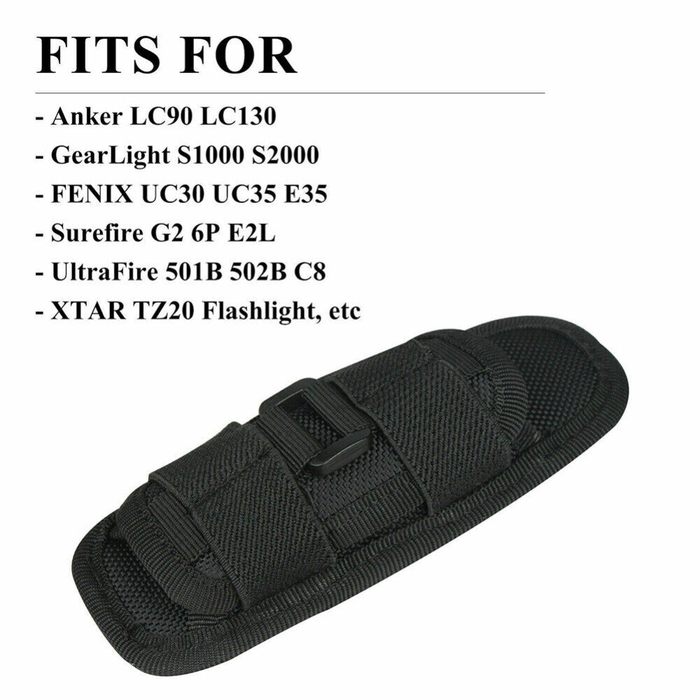 Tactical Flashlight Pouch Holster, Rotatable Flashlight Holder Belt Clip Case