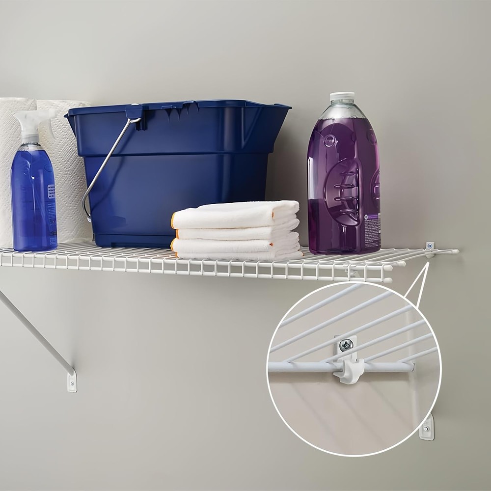 Wall Clips for Wire Shelves - 30 Sets, Plastic, White