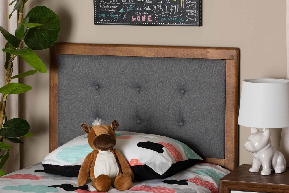 Baxton Studio Sarine Dark Gray and Walnut Twin Headboard