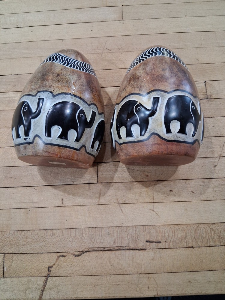Hand Carved Stone Elephant Bookends Made in Kenya