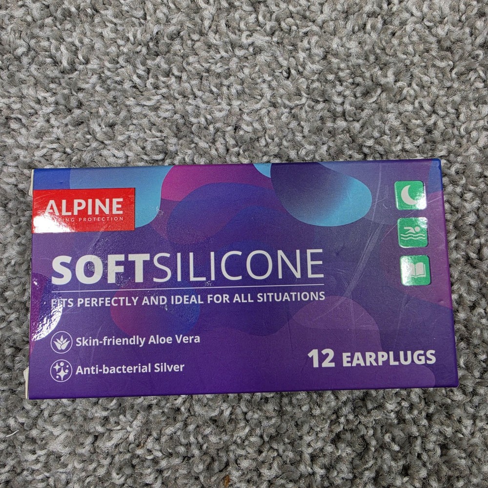 Alpine SoftSilicone Earplugs Medium 12 Pack Sleeping Swimming Study New