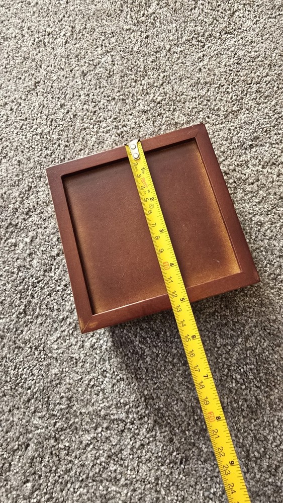 REAL WOOD KEEPSAKE BOX"DAWN"CERAMIC TILE TOP FELT INNER 5"X5"*REALLY NICE BOX*