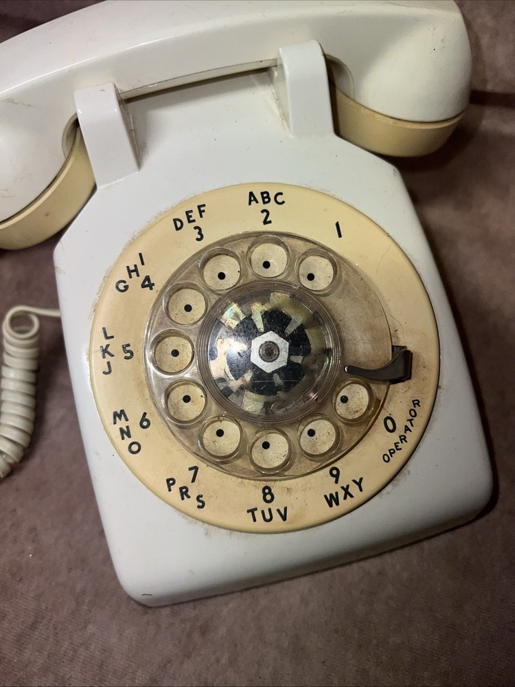 Vintage Rotary Desk Phone Cream Untested