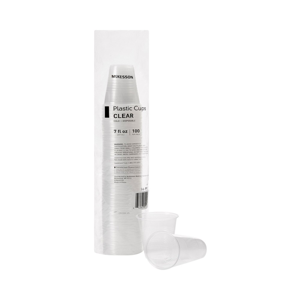 McKesson Disposable Drinking Cup Clear Plastic 7 oz. 100 Ct 16-PDC7