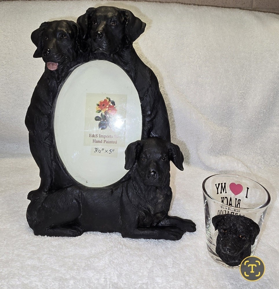 CUTE BLACK LABRADOR PICTURE FRAME & GLASS