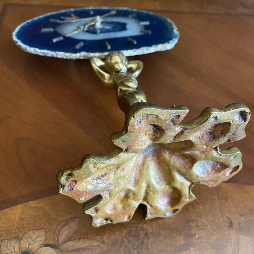 Blue Agate Stone Table Clock |