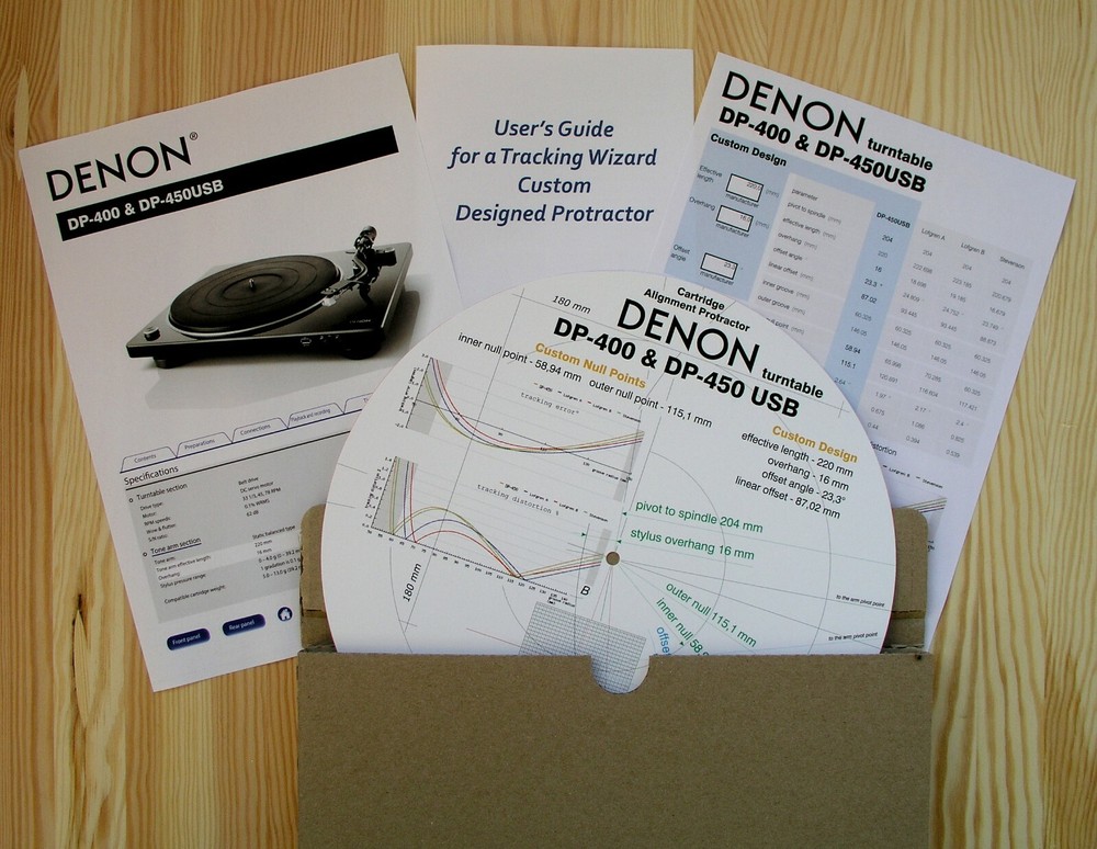 Denon DP-400 & DP-450USB Custom Designed Tonearm Cartridge Alignment Protractor