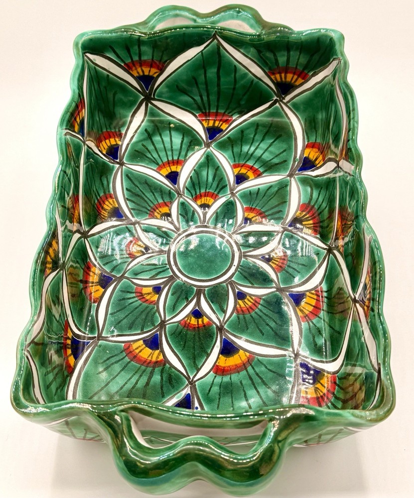 Authentic Signed Talavera Decorated Rectangular Baker Oven-Safe, No Lead, Mexico