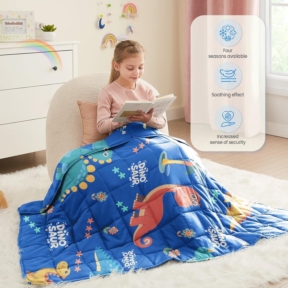 Weighted Blanket - 5 lbs Blue Dinosaur Heavy Blanket