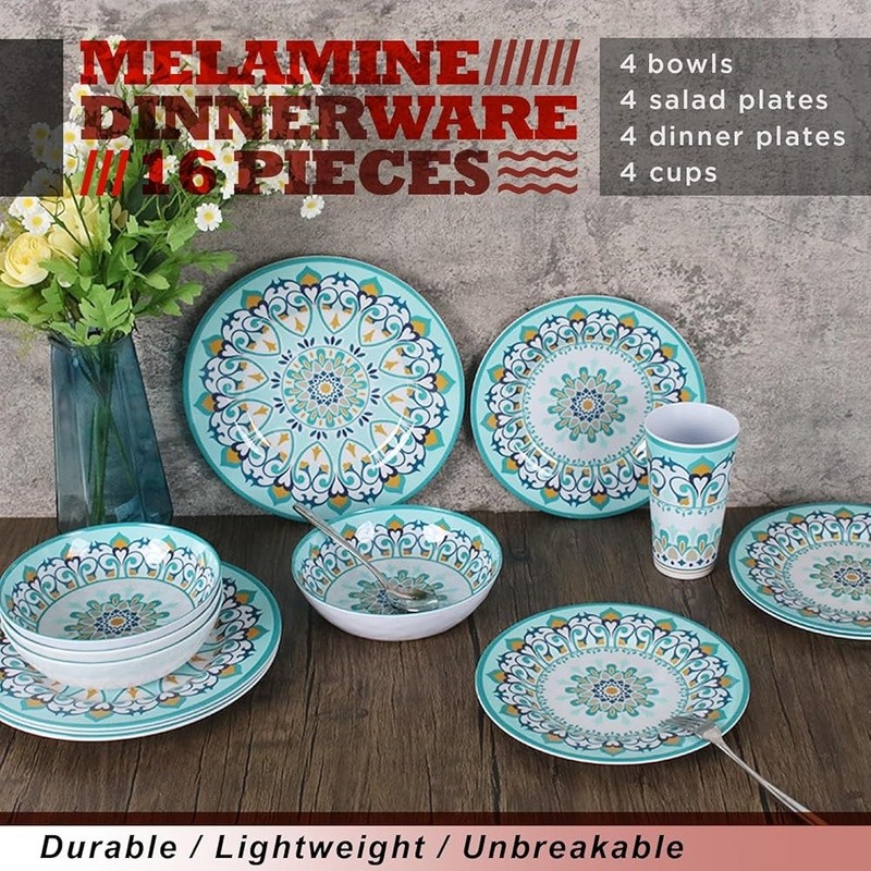 Melamine Dinnerware Kitchen Break Resistant Dishwasher Safe Indoor Outdoor Use