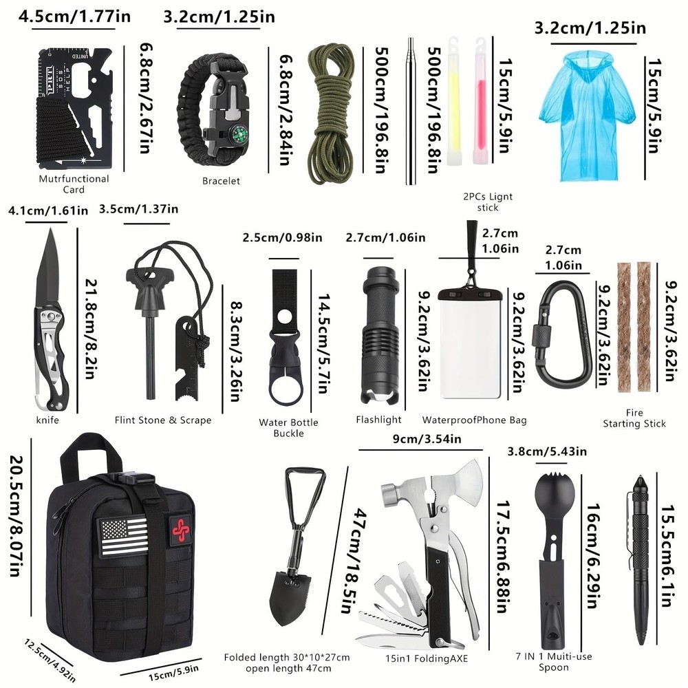 Survival Kit, 252Pcs Survival Gear First Aid Kit with Molle System Compatible...