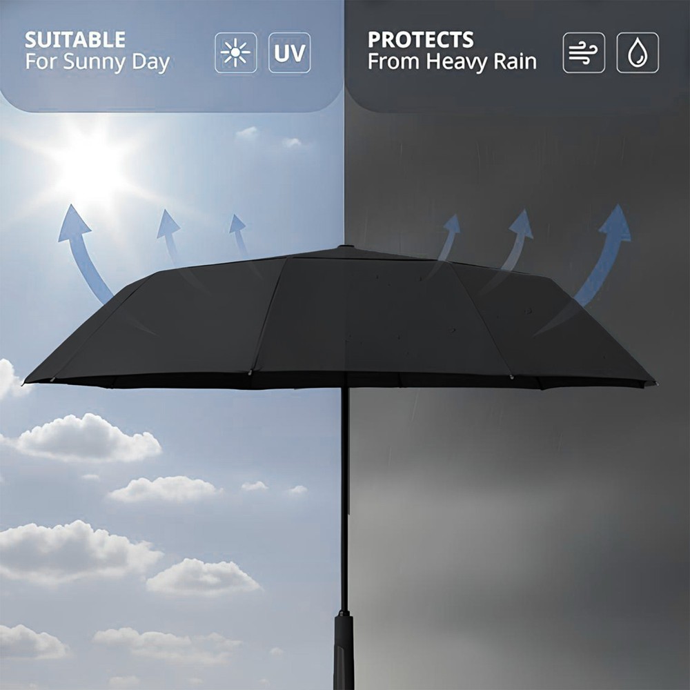 DryDay Premium Umbrellas for Rain, Large Windproof Double Canopy, 10 Ribs