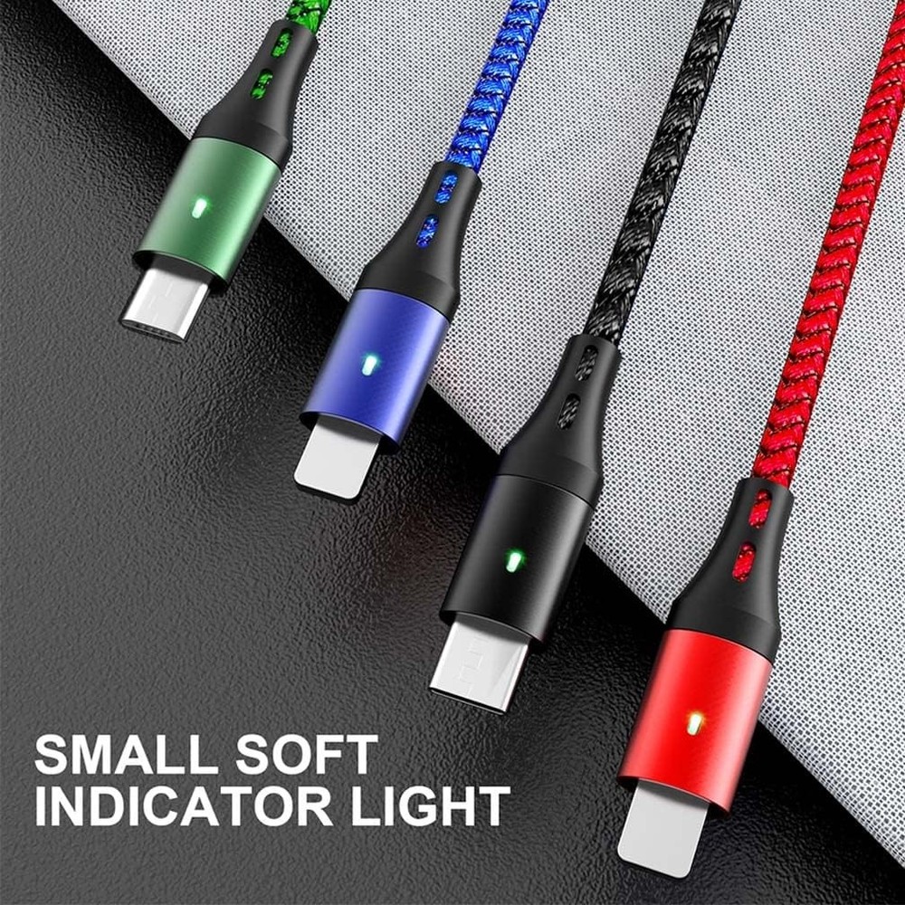 5 in 1 Multi Charging Cable 3.5A, Fast Cord USB 4Feet, Black