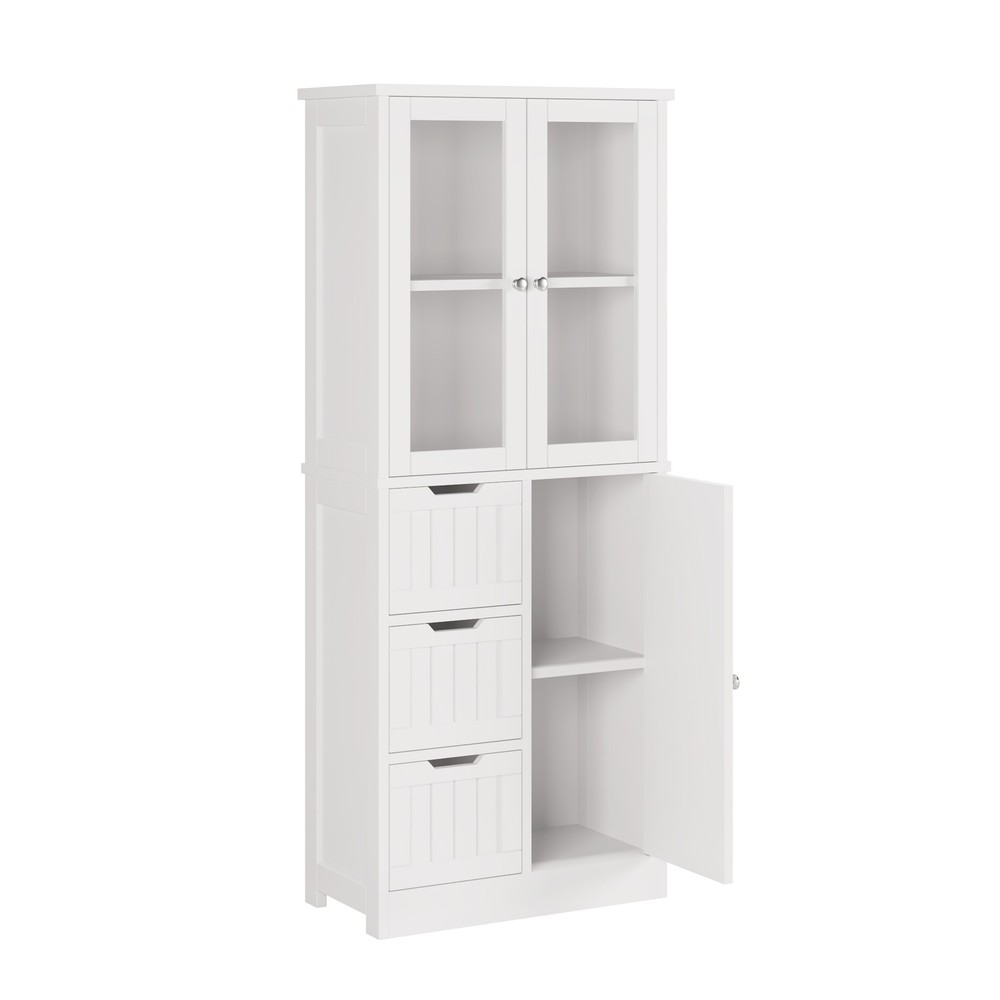 FCH 58" Tall Bathroom Large Display Cabinet with Doors Kitchen Cupboard Storage