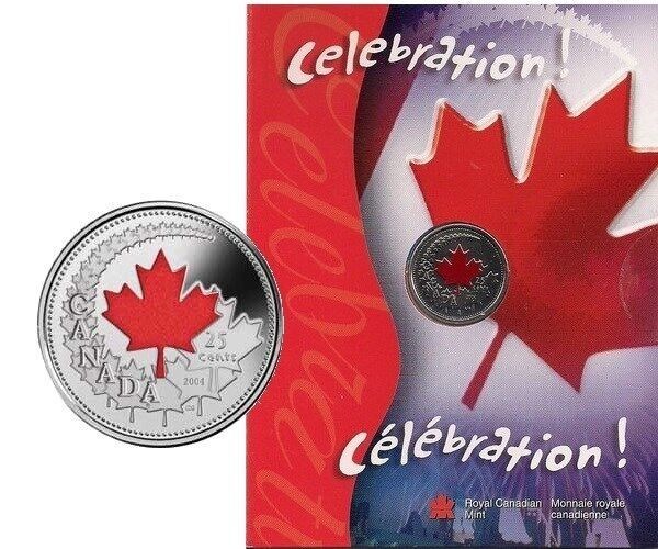 2004 Canada Celebration - Colorized 25 Cents Proof-Like BU