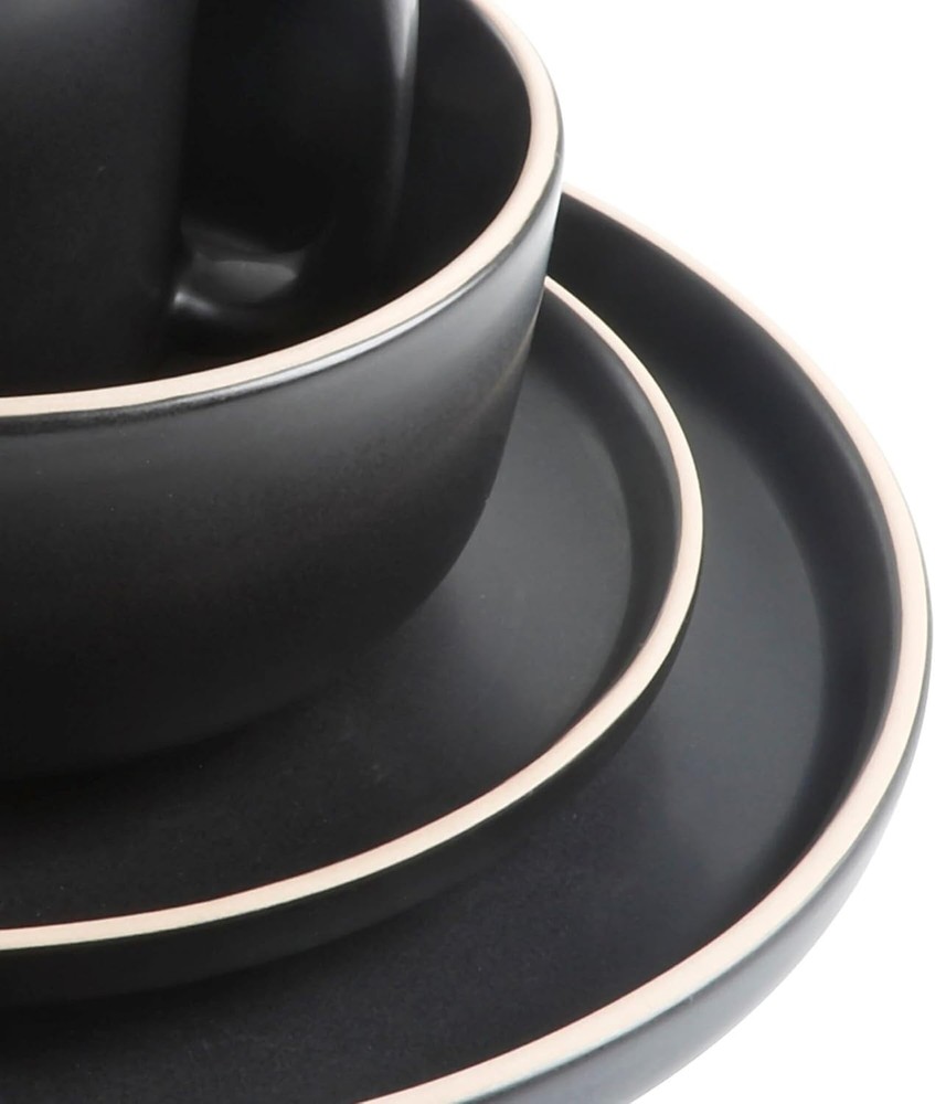Gibson Home Zuma 3 PC Dinnerware Set Black