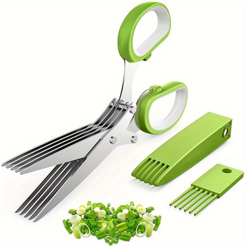 Stainless Steel 5 Blade Professional Shredding Scissors Sharp Herb Kitchen Tool