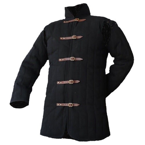 Medieval thick padded Black Gambeson coat Aketon Jacket Armor reenactment SCA
