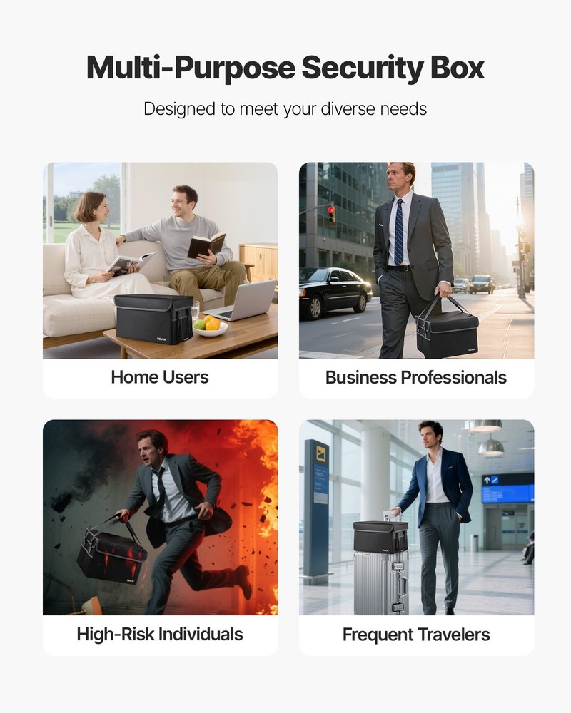 VEVOR Fireproof Document Box,1832 H Heat Insulated Fireproof & Waterproof Box,Sp