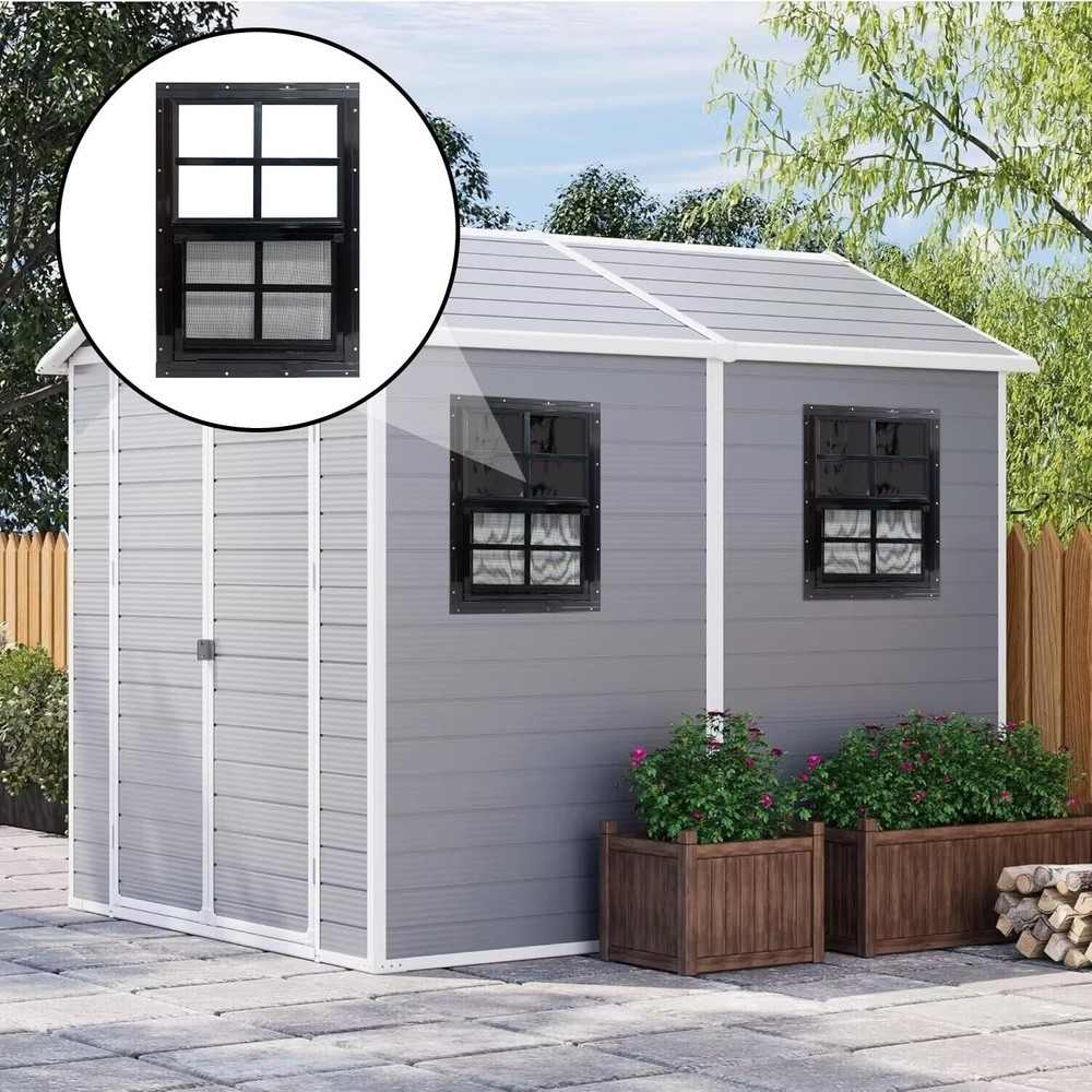 2 Pack 12" x 18" Shed Windows, Sliding Window with Screen, Black