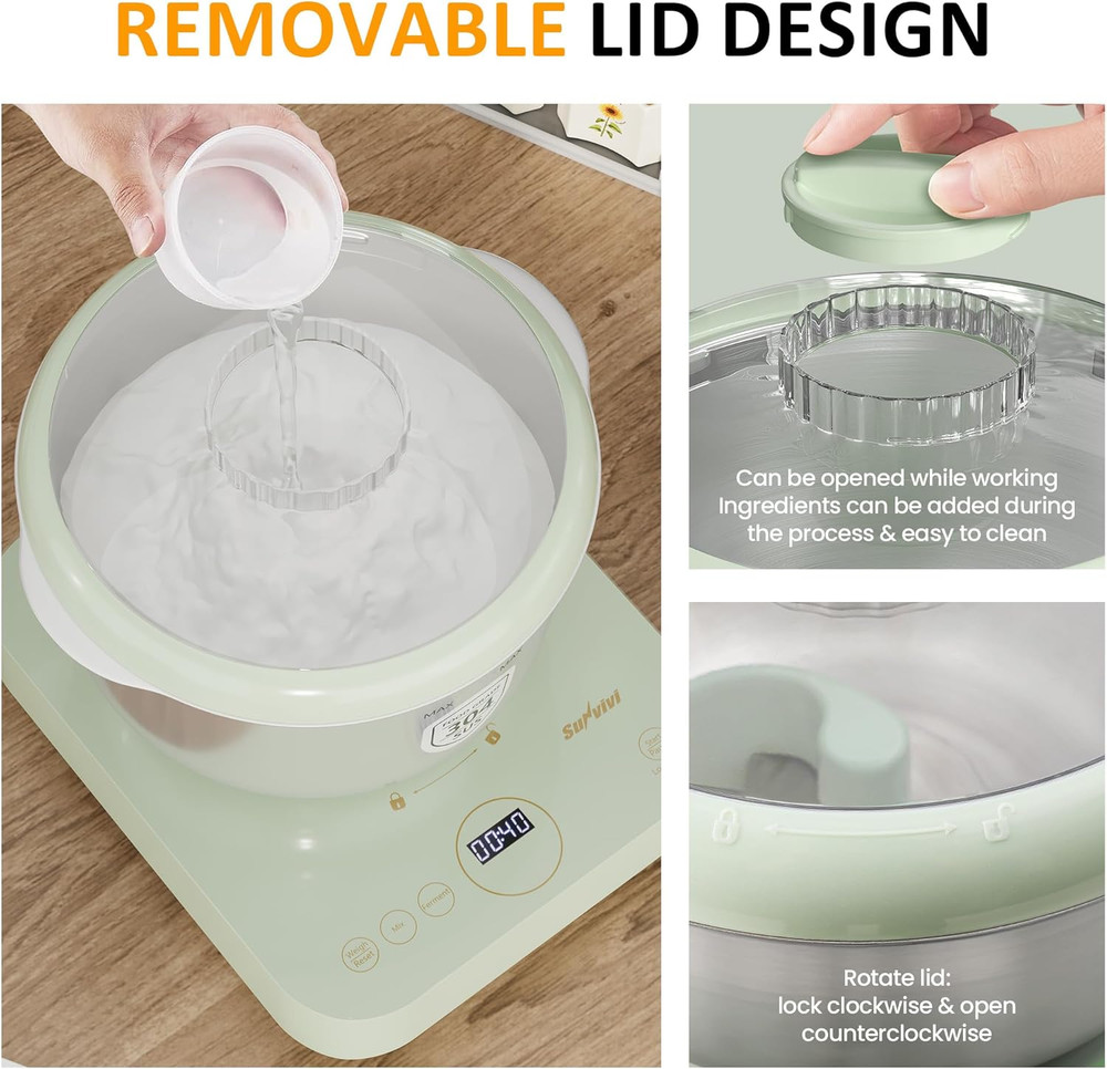 Electric Dough Maker with Ferment Function, Large Capacity Dough Mixer with Weig