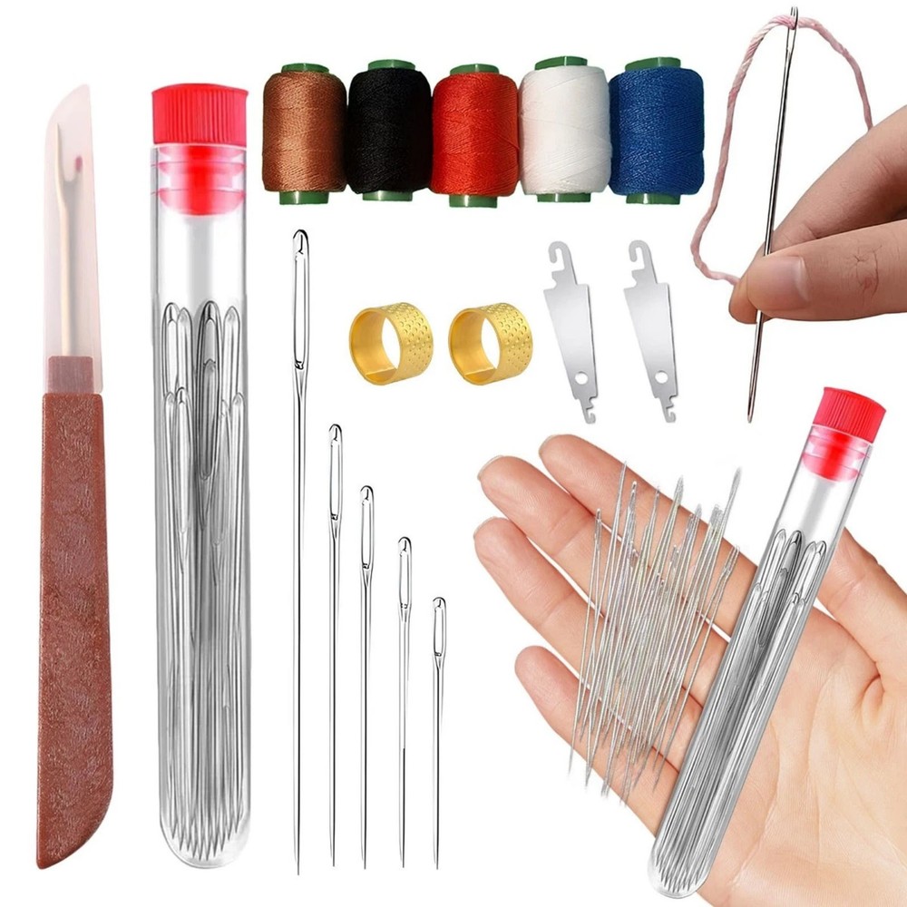 For Crafting 36 Piece Sewing Tool Set Multi-Color Thread Needles Portable Kit