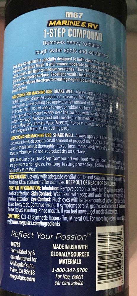 Meguiars, Marine/RV 1 Step Compound 32oz M67