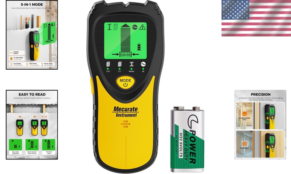 Compact 5-in-1 Stud Scanner – Safe Live Wire Detection with Accessories Included