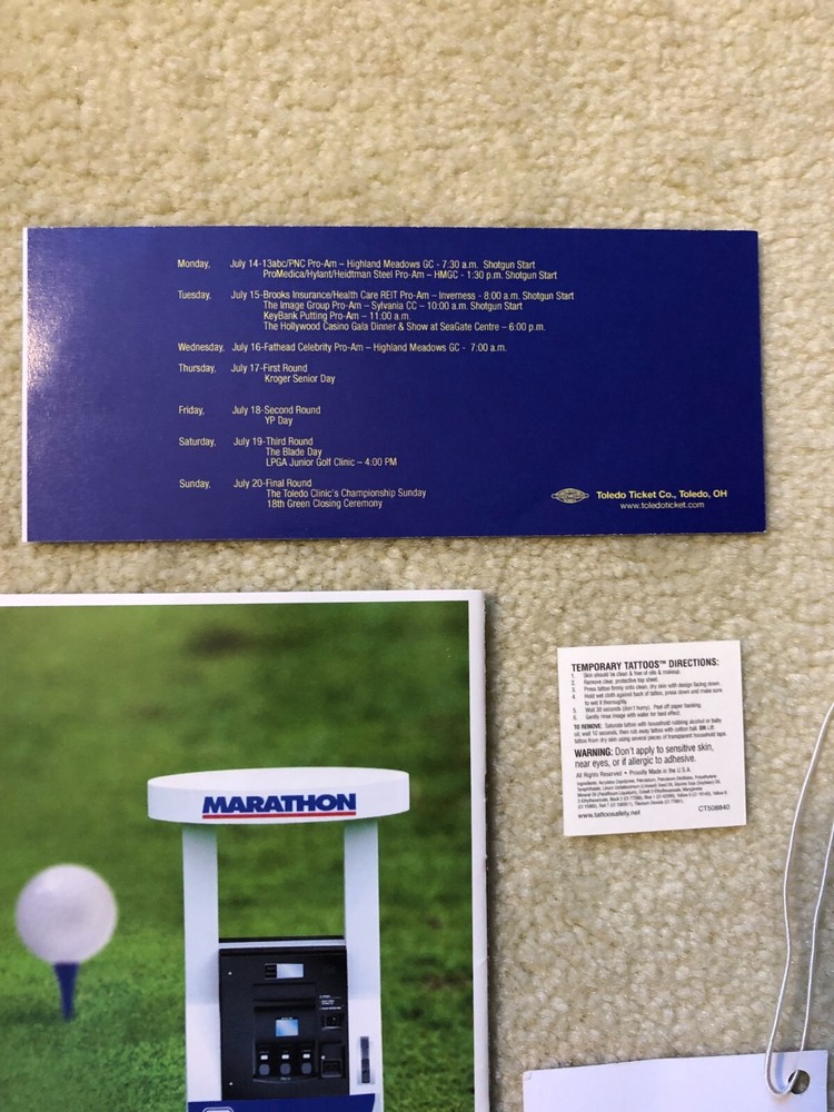 2014 MARATHON LPGA Program, Guide, Ticket, Tattoo! Beatriz Recari, Paula Creamer