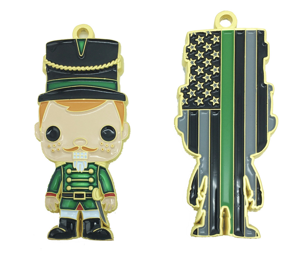 Nutcracker Challenge Coin Ornament Thin Green Line Version