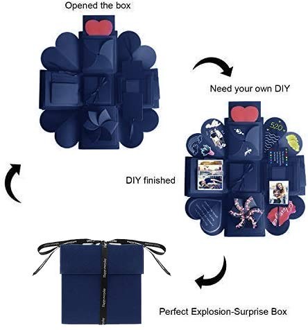DIY Explosion Gift Box Set - Creative Love Memory Scrapbook & large, Blue