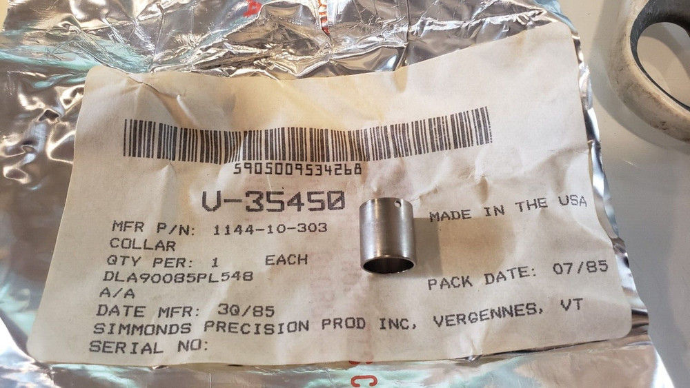 SIMMONDS PRECISION RESISTOR COLLAR SHIELD 1144-10-303 5905-00-953-4268