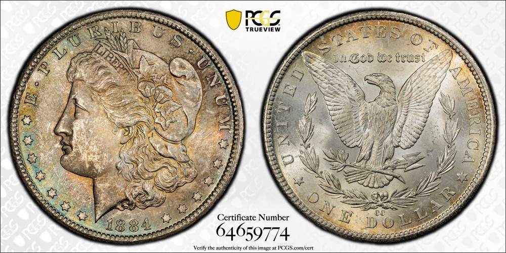 1884 CC Morgan Silver Dollar PCGS MS-64