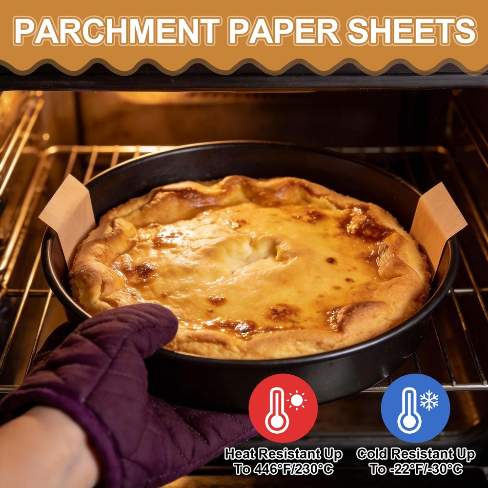 40 Sheets Parchment Paper Rounds, 7" Circle Baking Sheets, Brown