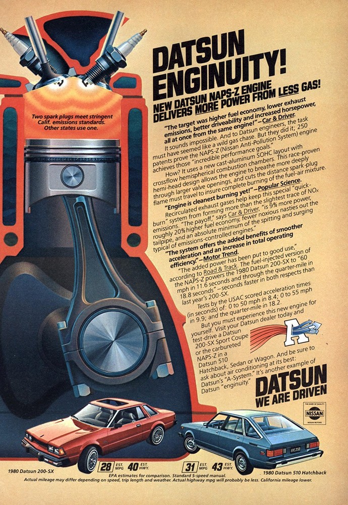 1980 Datsun: Enginuity NAPS-Z Engine Vintage Print Ad